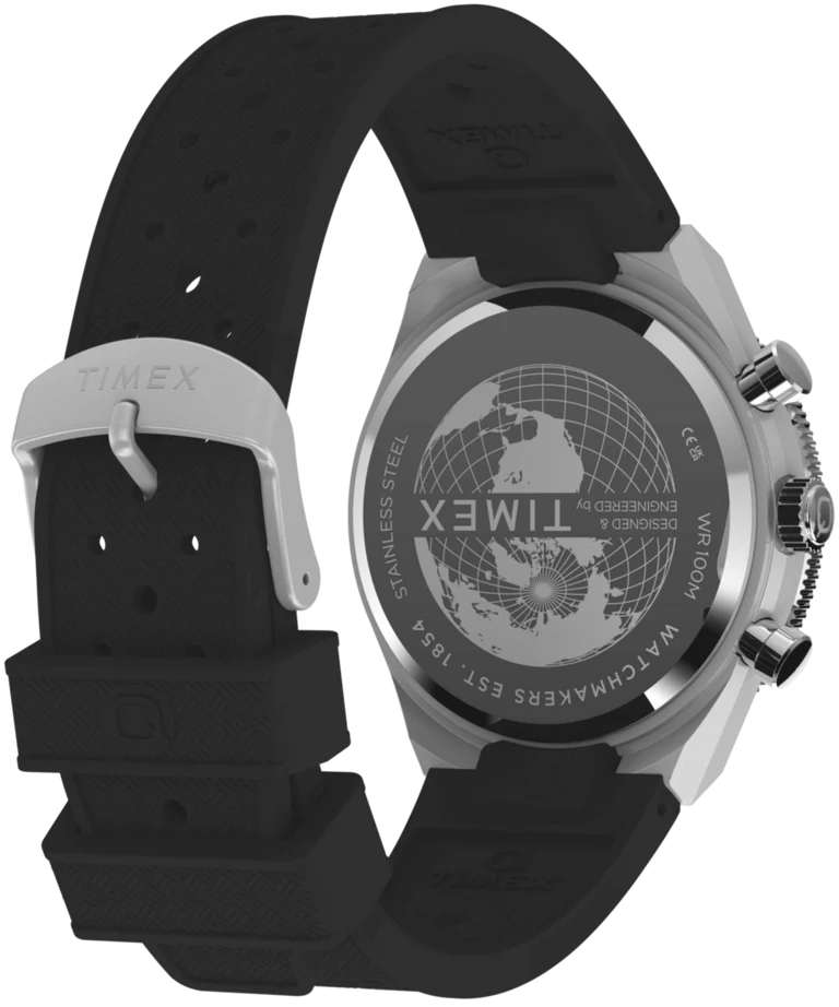 Timex Q Chronograph Black Dial and Rubber Band Watch TW2Y56100