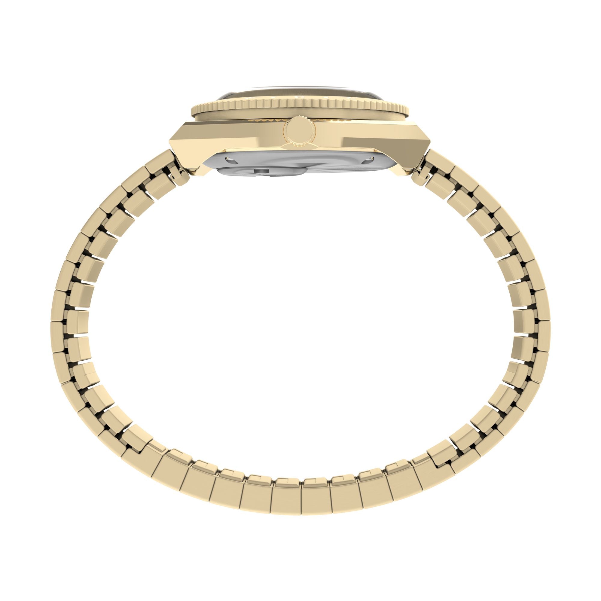 Timex Q Time 30mm Gold Dial and Expansion Band Women's Watch TW2W57500