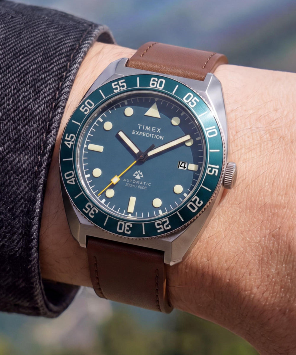 Timex Expedition Pioneer, Blue dial, Brown leather band