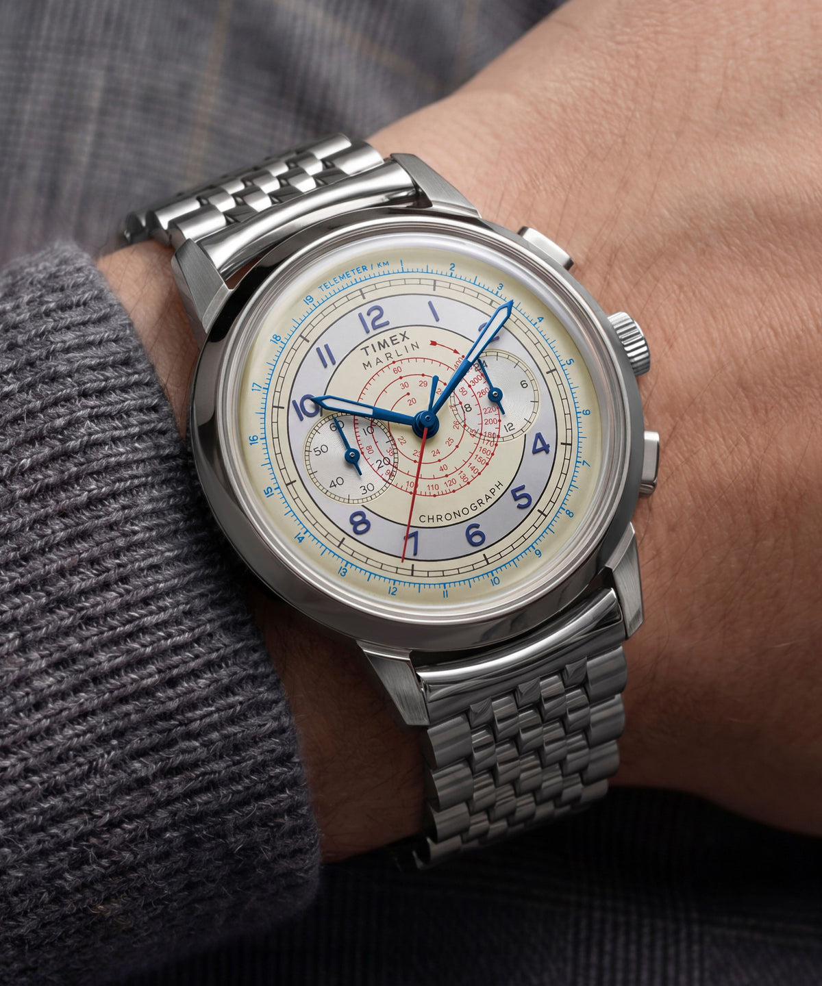 Timex Marlin Neo Classic Chronograph 40mm Cream Dial Stainless Steel Watch TW3A00300