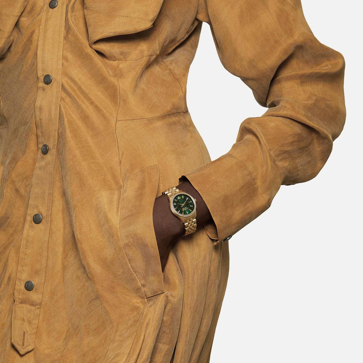 Vivienne Westwood Little Wallace 32mm Green Dial Gold Strap Watch