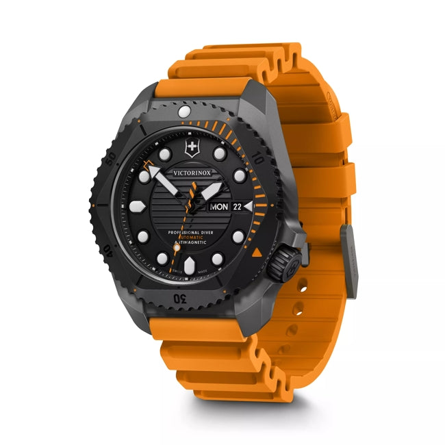Victorinox Dive Pro Automatic Orange Rubber Black Dial Watch 241996