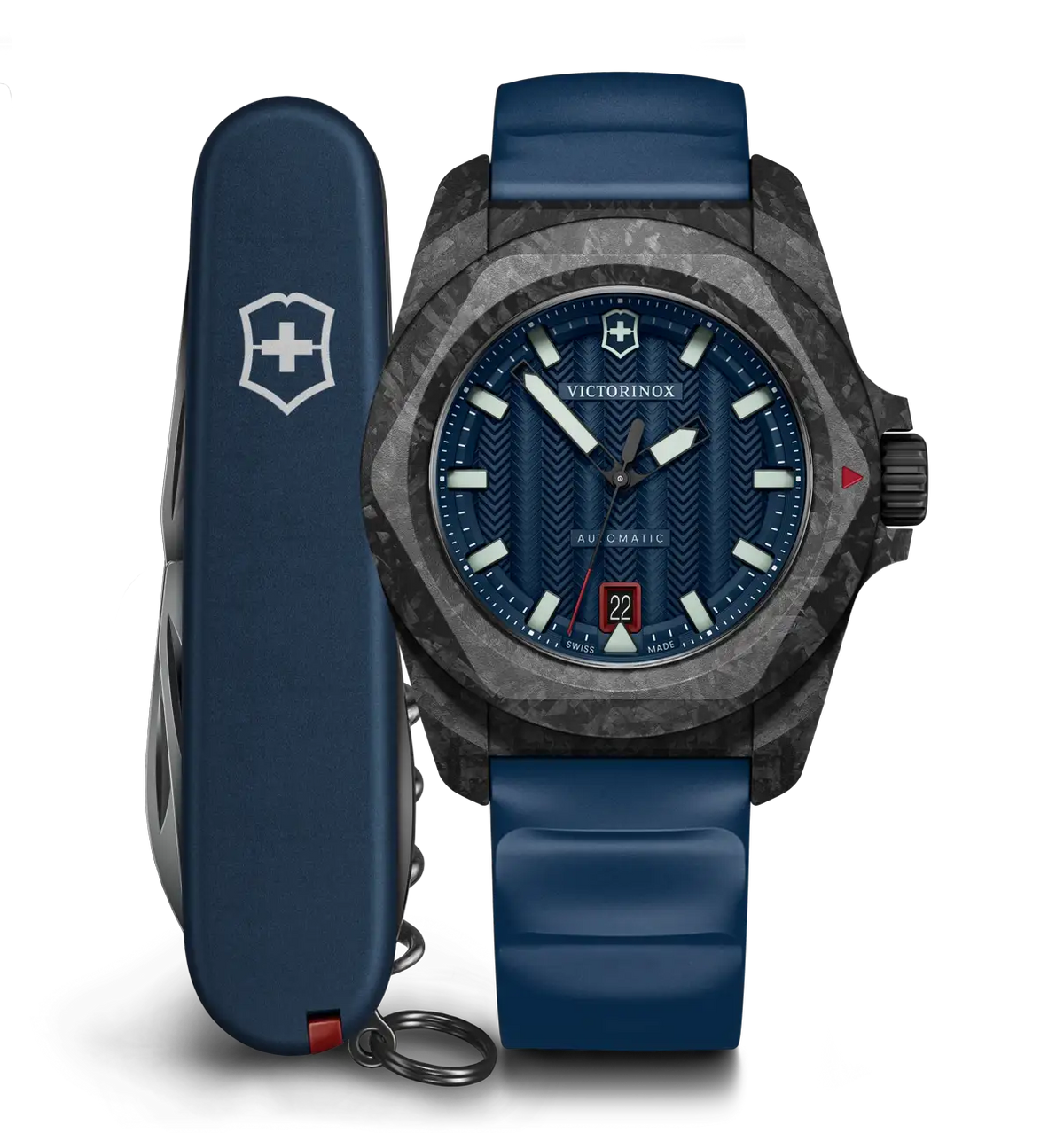 Victorinox I.N.O.X Automatic 41mm Set Blue Rubber Blue Dial Carbon Case Watch 242022.1