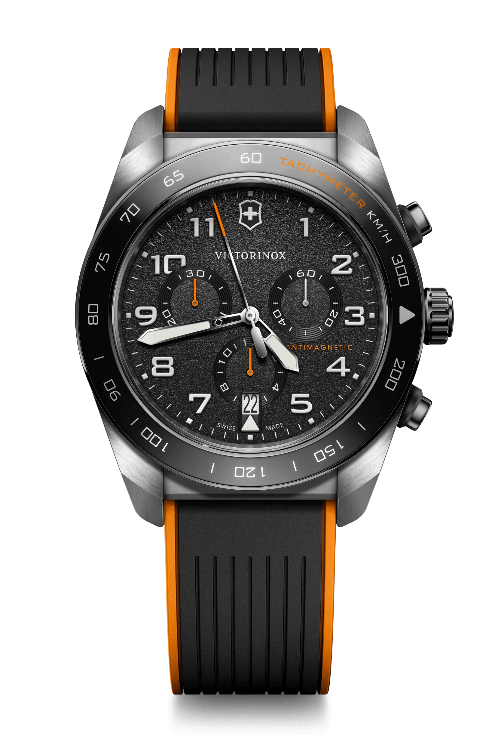 Victorinox Swiss Army Chrono Black Dial and RubberSteel Band Mens Watch 242050