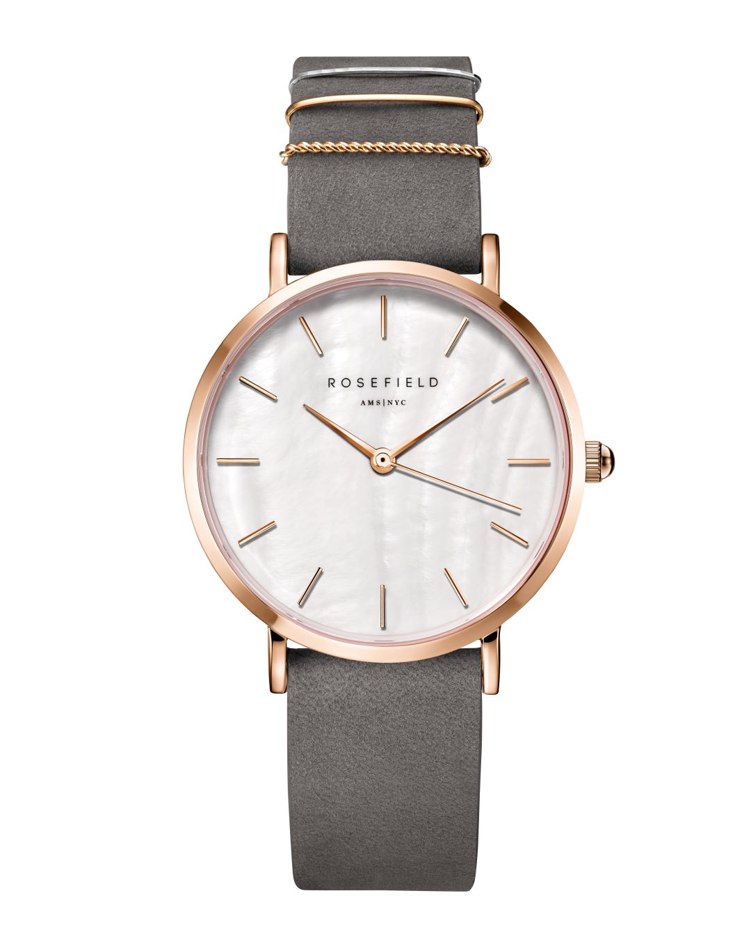 Rosefield The West Village Elephant Grey Rosegold Watch WEGR-W75
