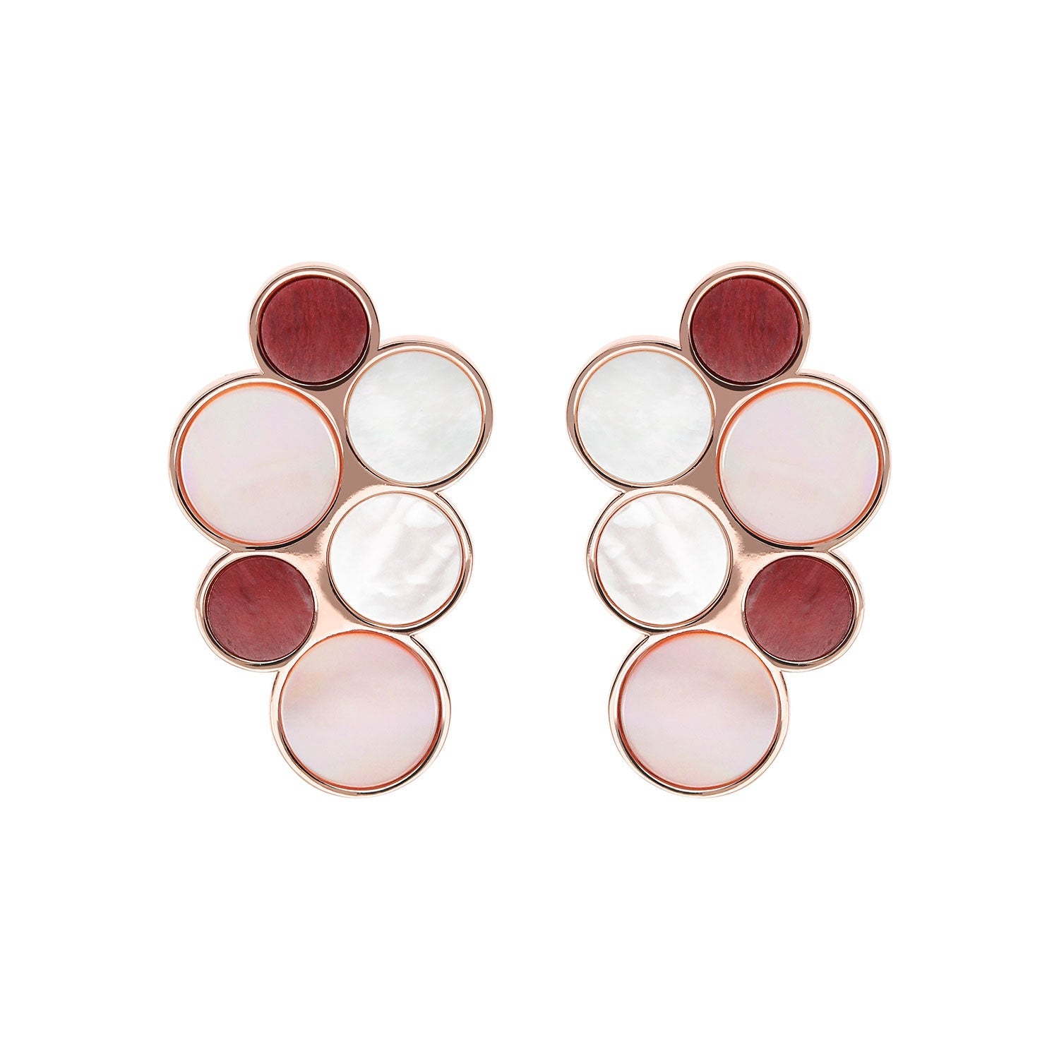 Bronzallure Alba Red Fossil Mop Flat Earrings
