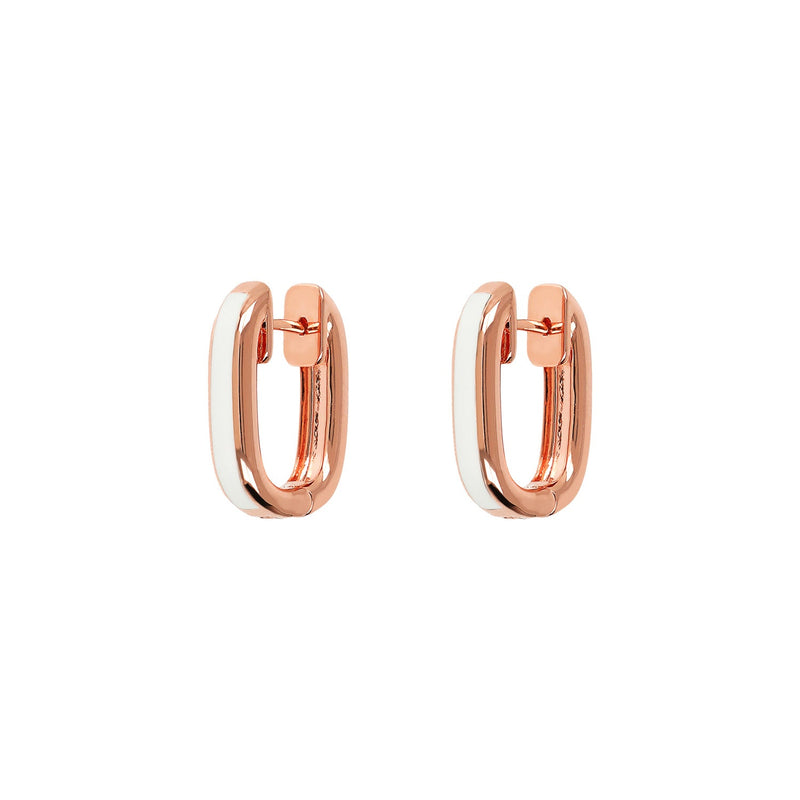 Bronzallure Miss Enamel Oval Hoop Earrings