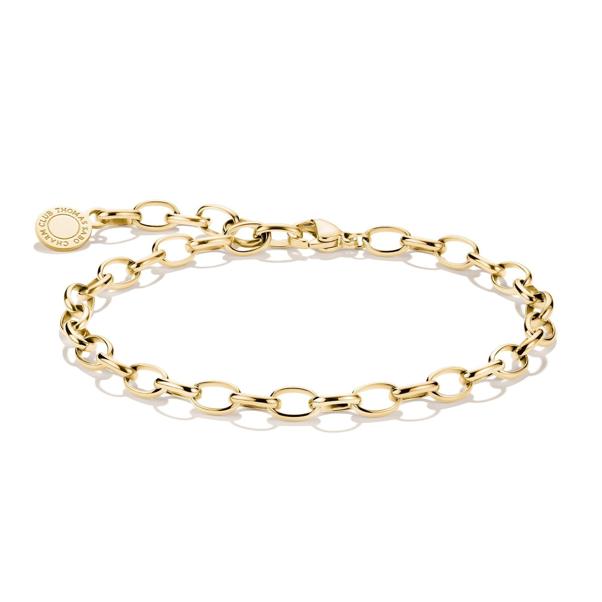 Thomas Sabo Gold-Tone Stainless Steel Charm Club Anchor Chain Bracelet CX0163SY-15 front packshot