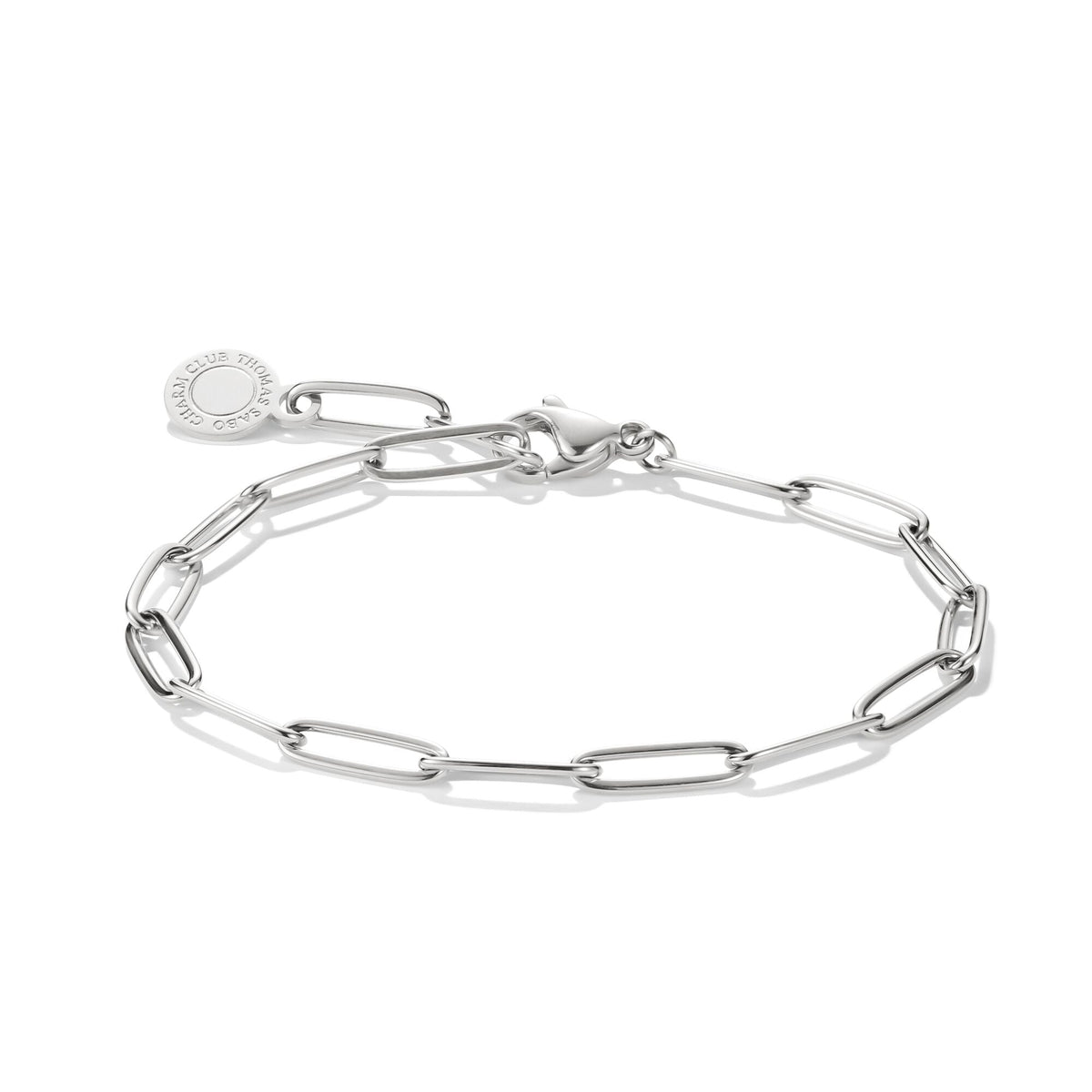 Thomas Sabo Silver-Plated Charm Club Paperclip Bracelet CX0286M-15 front packshot