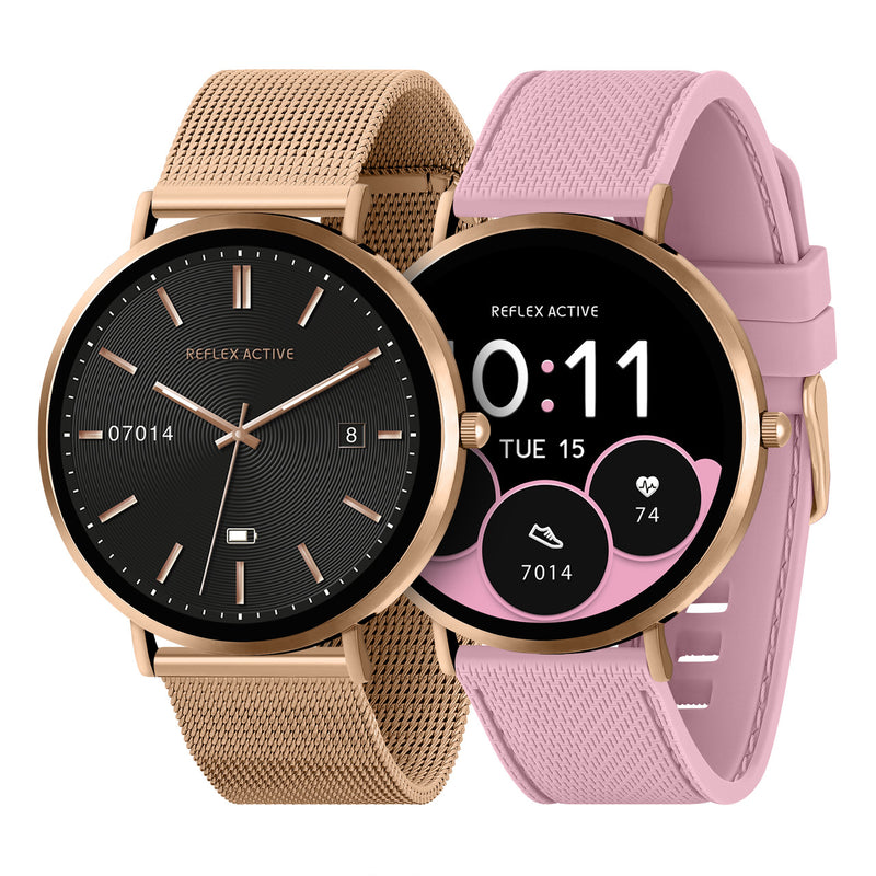 Reflex Active SERIES 42 AMOLED Ultra Slim RG Mesh + Pink Silicone Strap Smart Watch RA42-2210