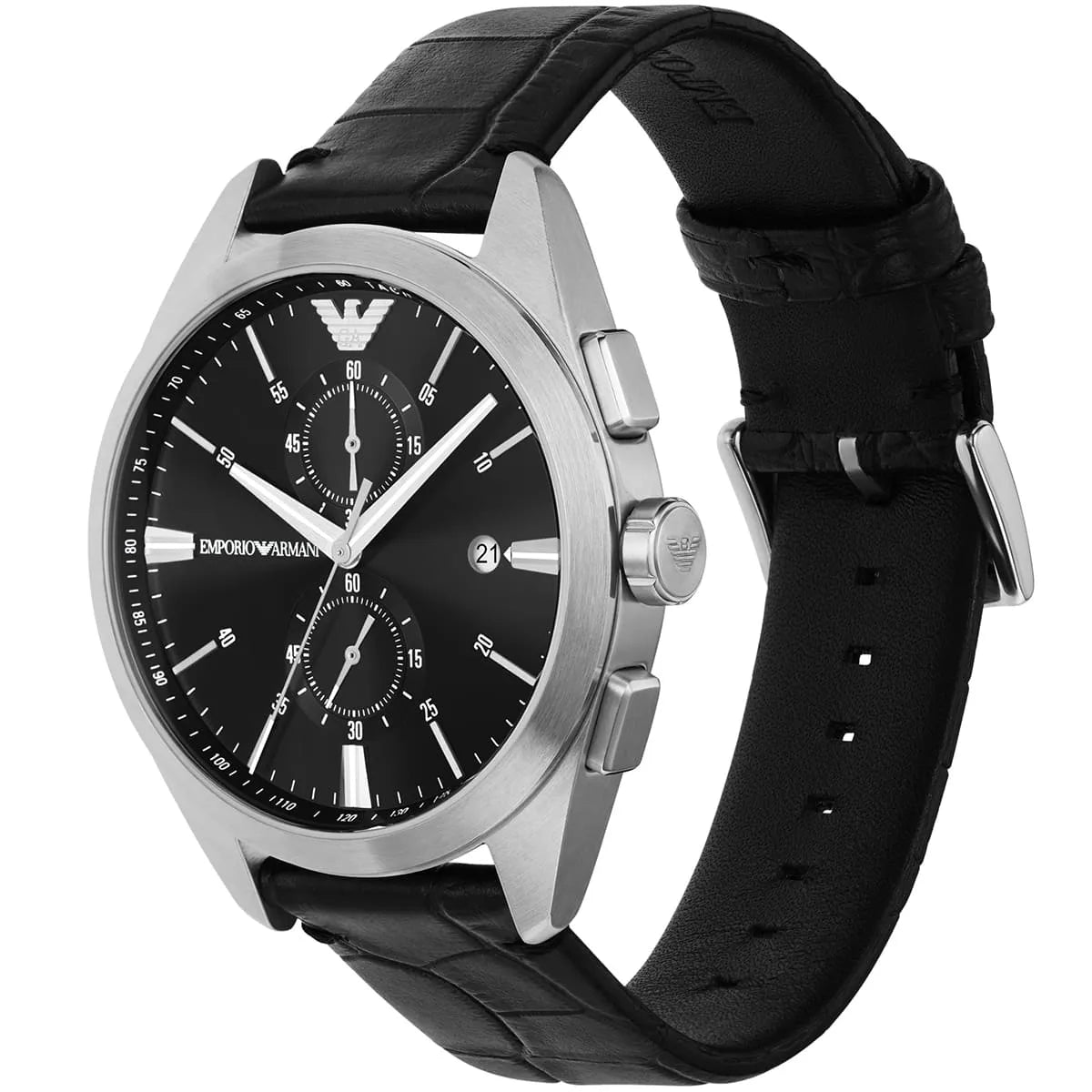 Emporio Armani Black Dial Black Leather Watch AR11542