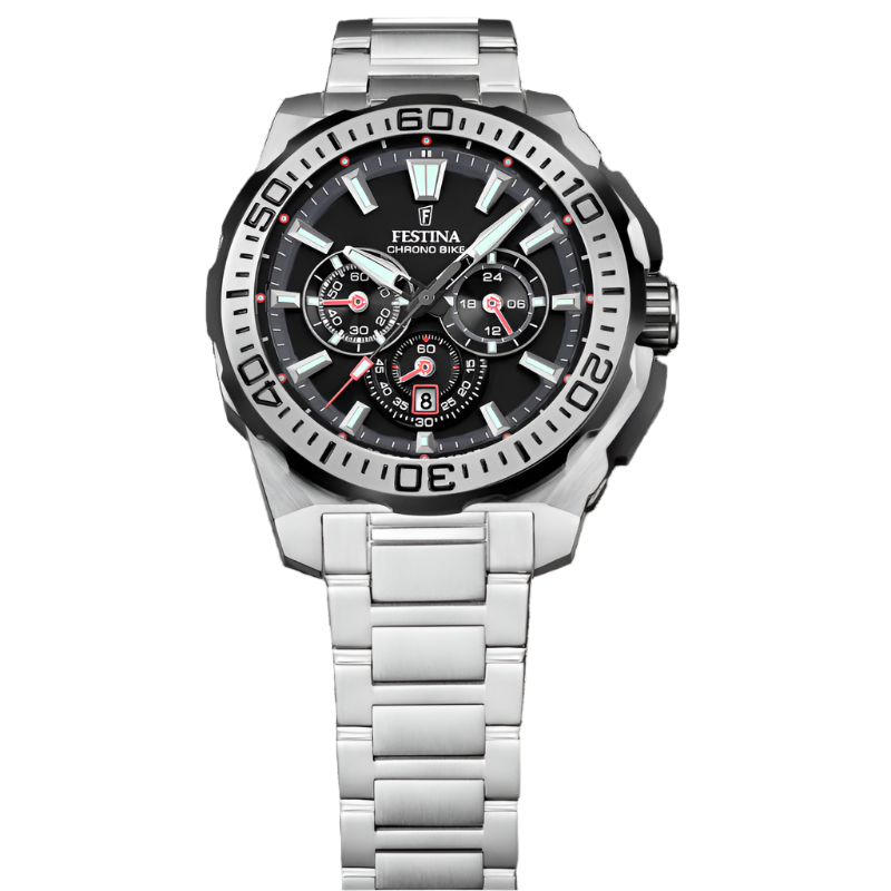 Festina Chrono Bike Black Dial Stainless Steel Strap Watch f20724/7