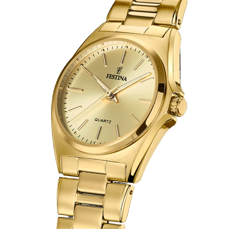 Festina Classic Gold Dial Stainless Steel Women's Watch F20557/3