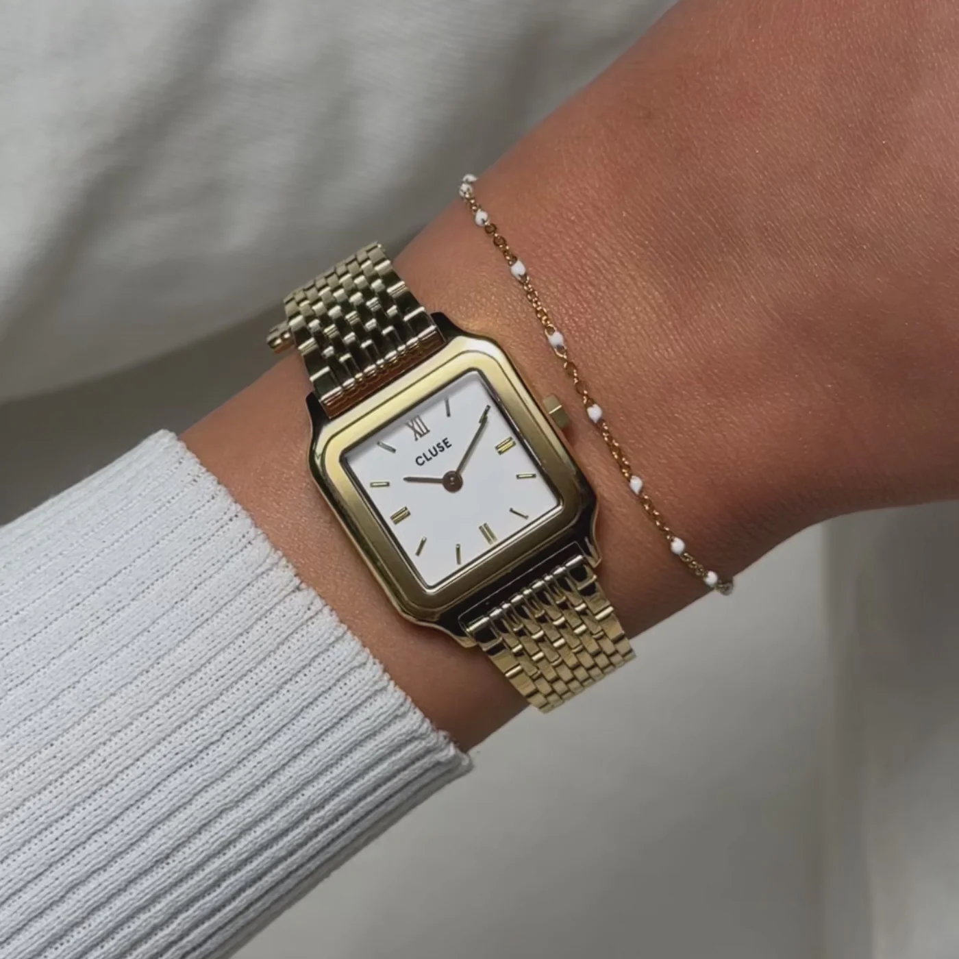 CLUSE Gracieuse White Dial Gold Stainless Steel Bracelet Set Box CG11804