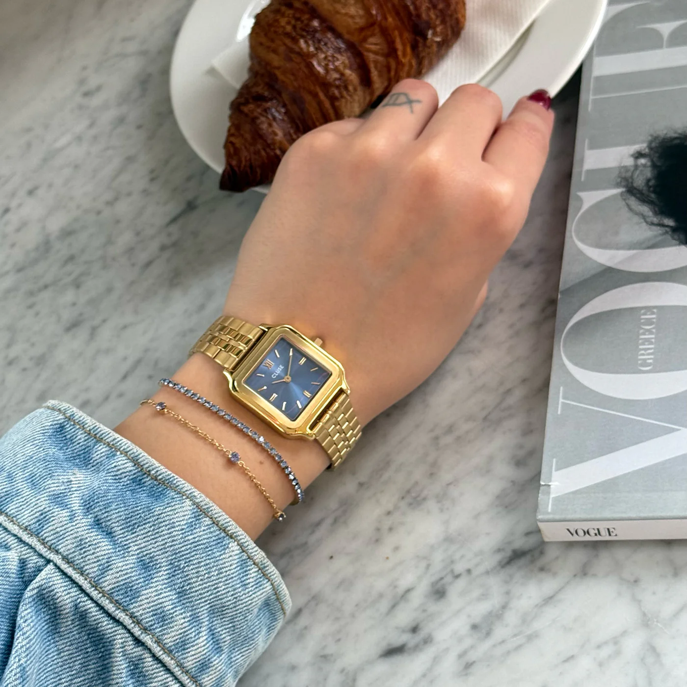 CLUSE Gracieuse Kyanite Blue Dial Gold Stainless Steel Bracelet CW11908