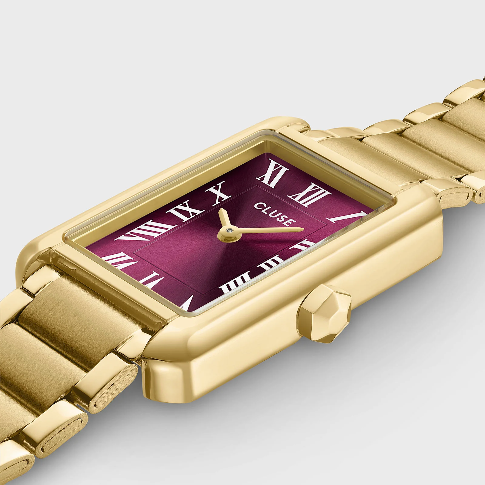 CLUSE Belisenna Wine Red Dial Gold Tone Stainless Steel Bracelet CW15004