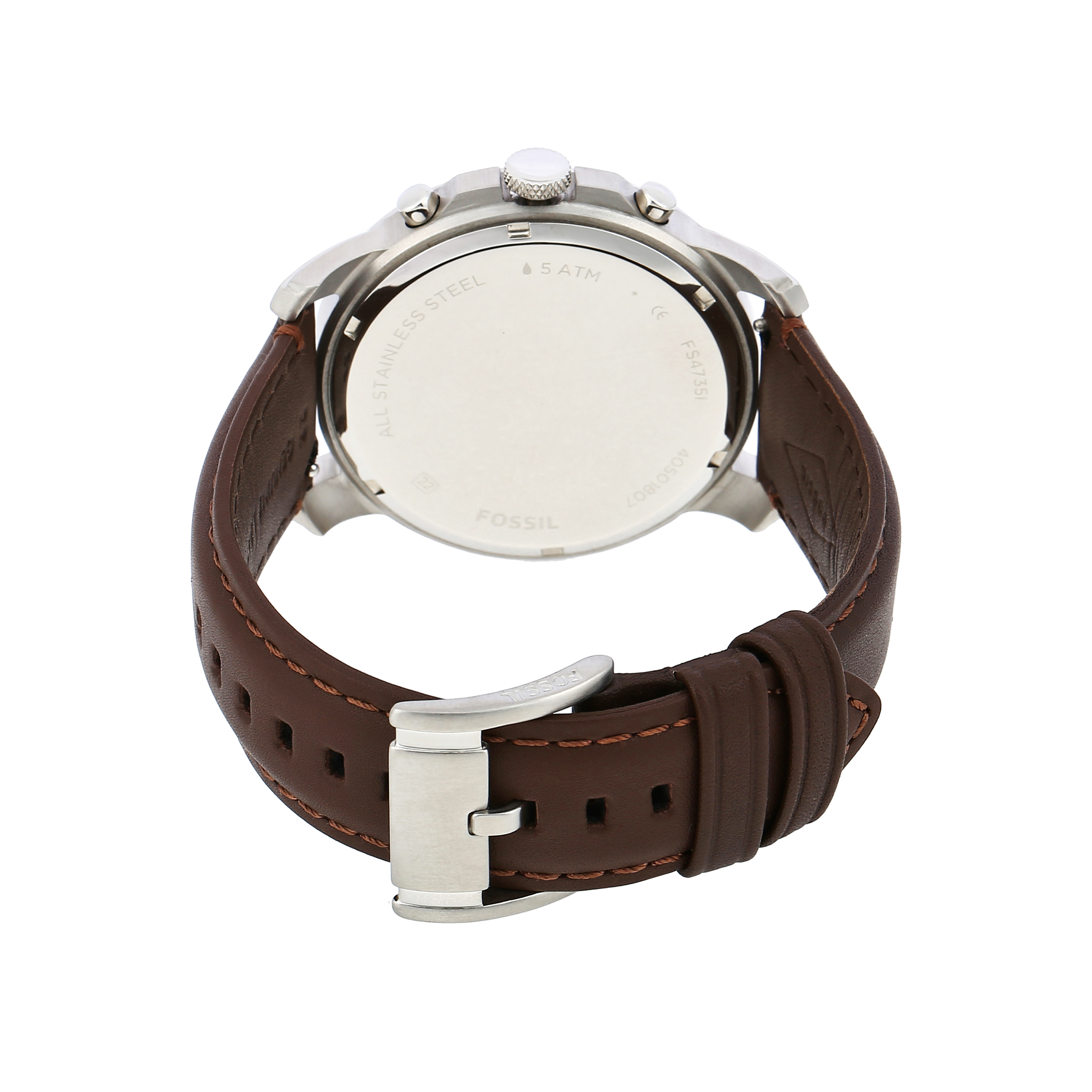 Fossil Grant Chronograph Cream Dial Brown Leather Watch FS4735