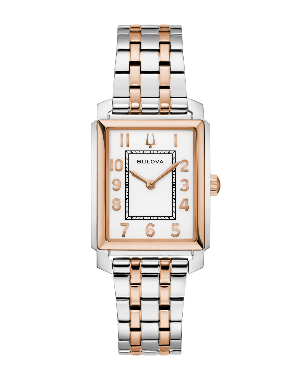 Bulova Sutton White Dial Two Toned Rose Gold Stainless Steel Watch 98L328