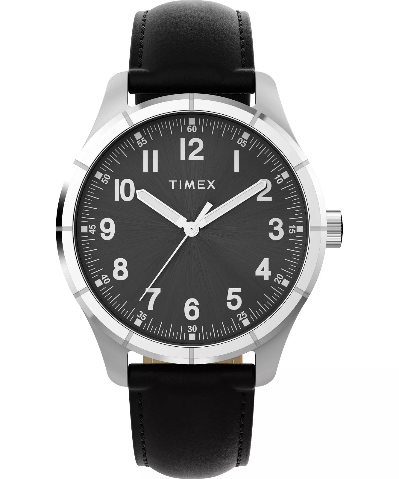 Timex Main Street Black Leather Band and Dial Watch TW2Y16100