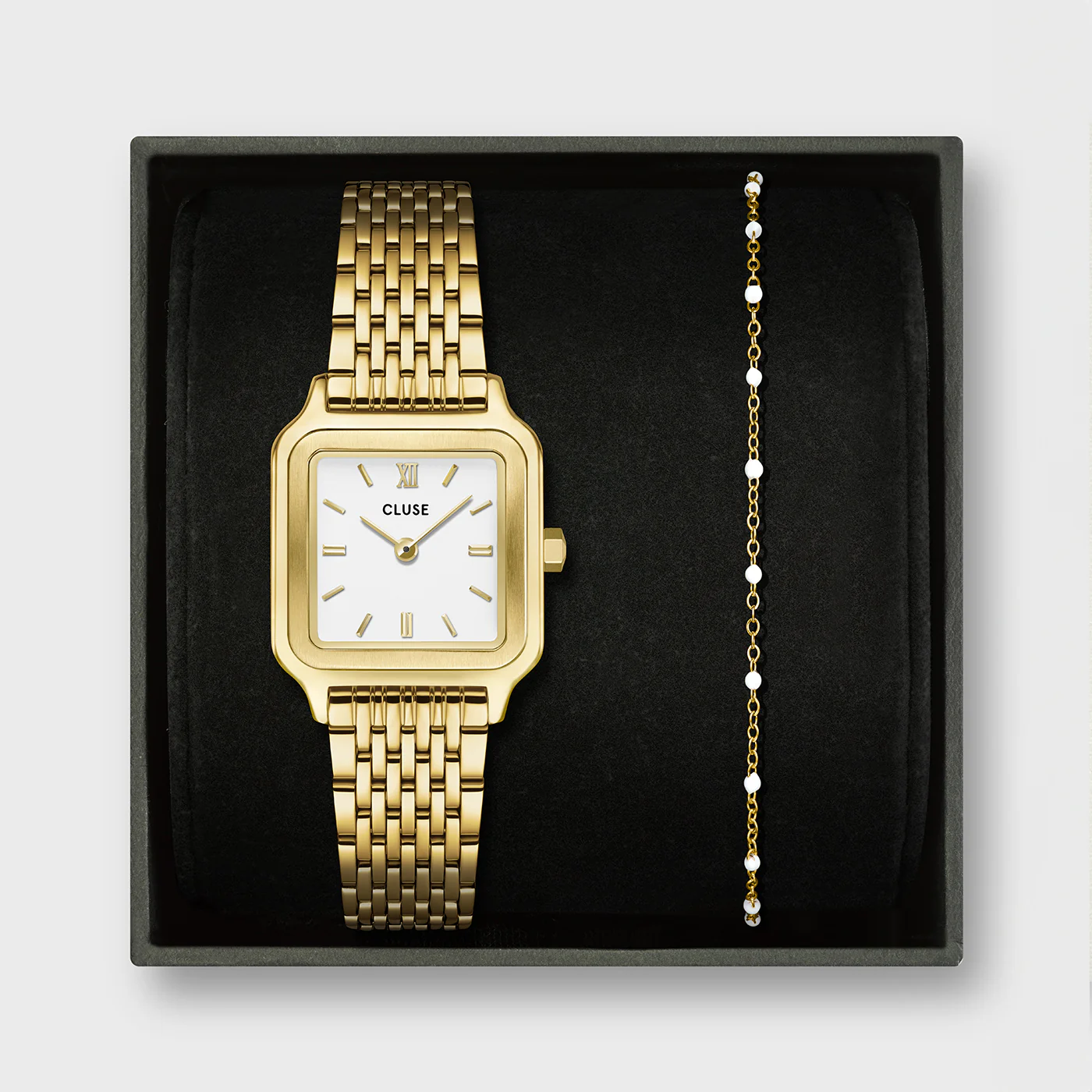 CLUSE Gracieuse White Dial Gold Stainless Steel Bracelet Set Box CG11804