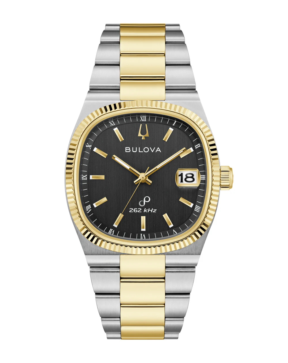 Bulova Super Seville Black Dial Two Toned Stainless Steel Watch 98B458