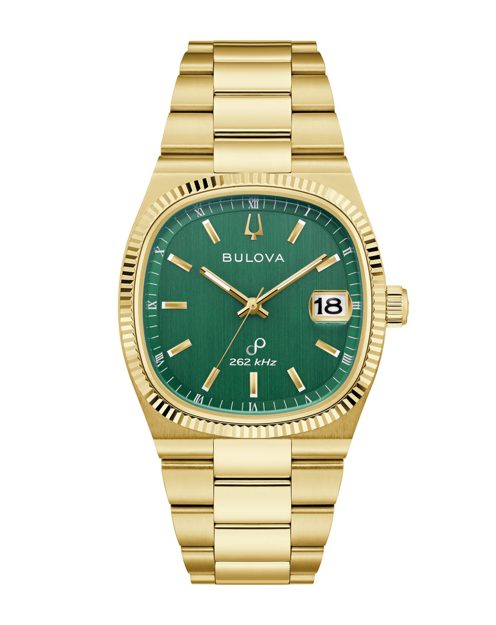 Bulova Super Seville Green Dial Gold Stainless Steel Watch 97B237