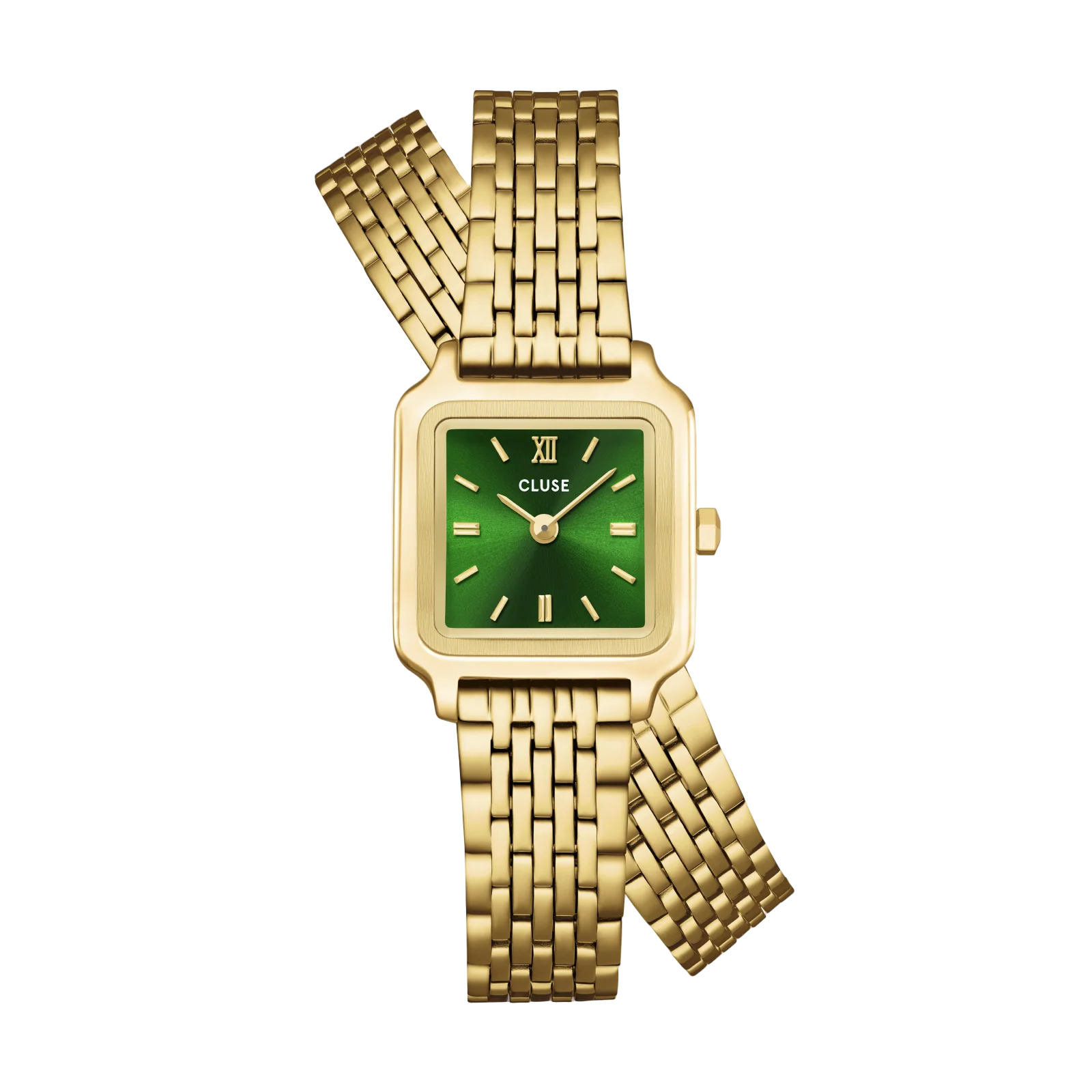 CLUSE Gracieuse Gold Mini Stainless Steel Double Wrap Band Green Dial CW15504