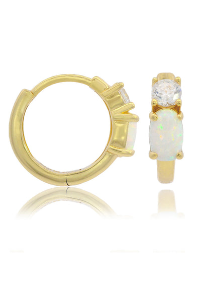 OPAL GLOW WHITE CREATED OPAL HOOP EARRINGS SILVER