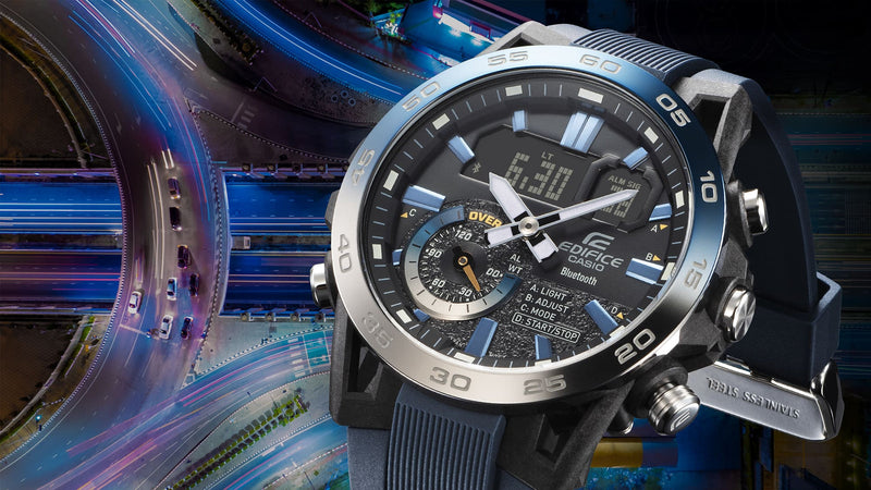 Casio Edifice Sospensione Blue Resin Band Watch ECB40NP-1A