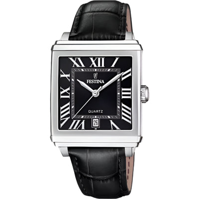 Festina Black Dial Black Leather Strap Watch f20681/3