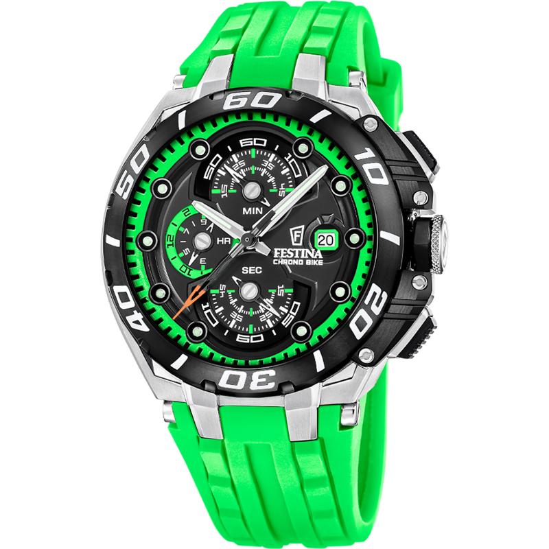 Festina ChronoBike Black Dial Green Rubber Strap Men's Watch F20755/6