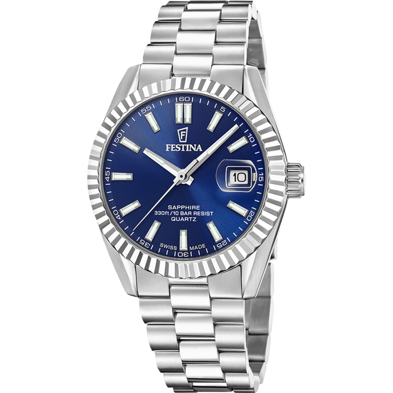 Festina Swiss Made Blue Dial Stainless Steel Men's Watch F20084/A