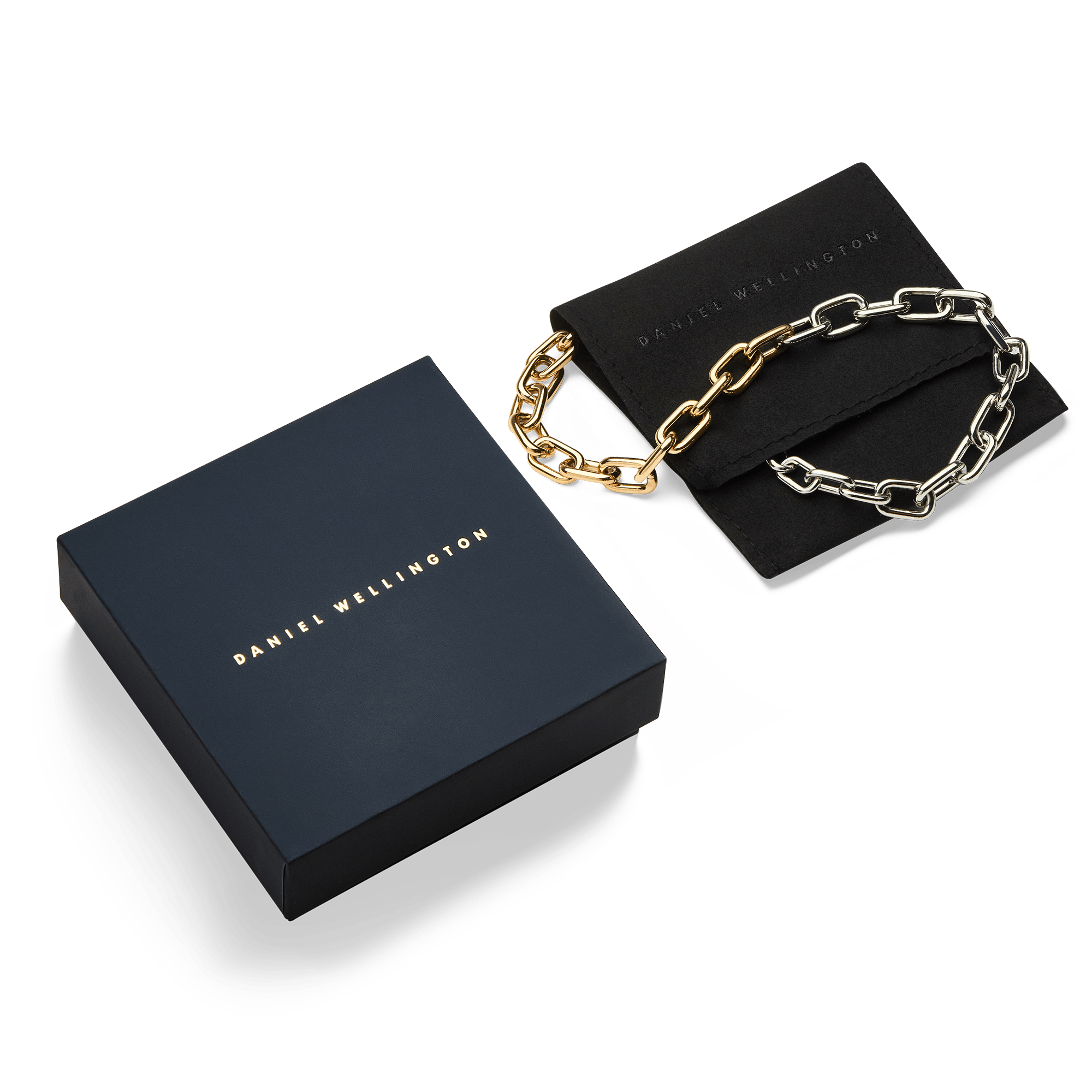Daniel Wellington Contrast Link Necklace Two Tone Gold