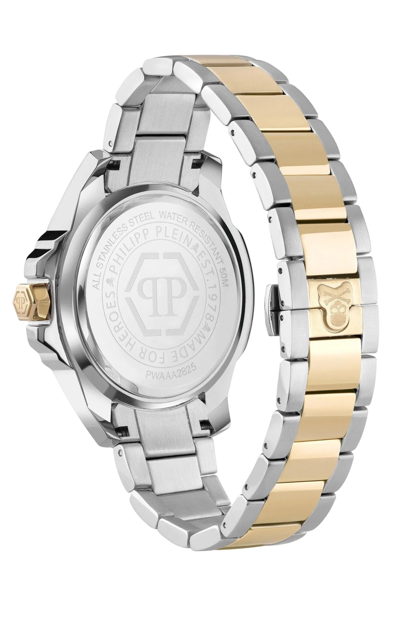 Philipp Plein Skull Green Dial Two Tone Stainless Steel Watch PWAAA2825