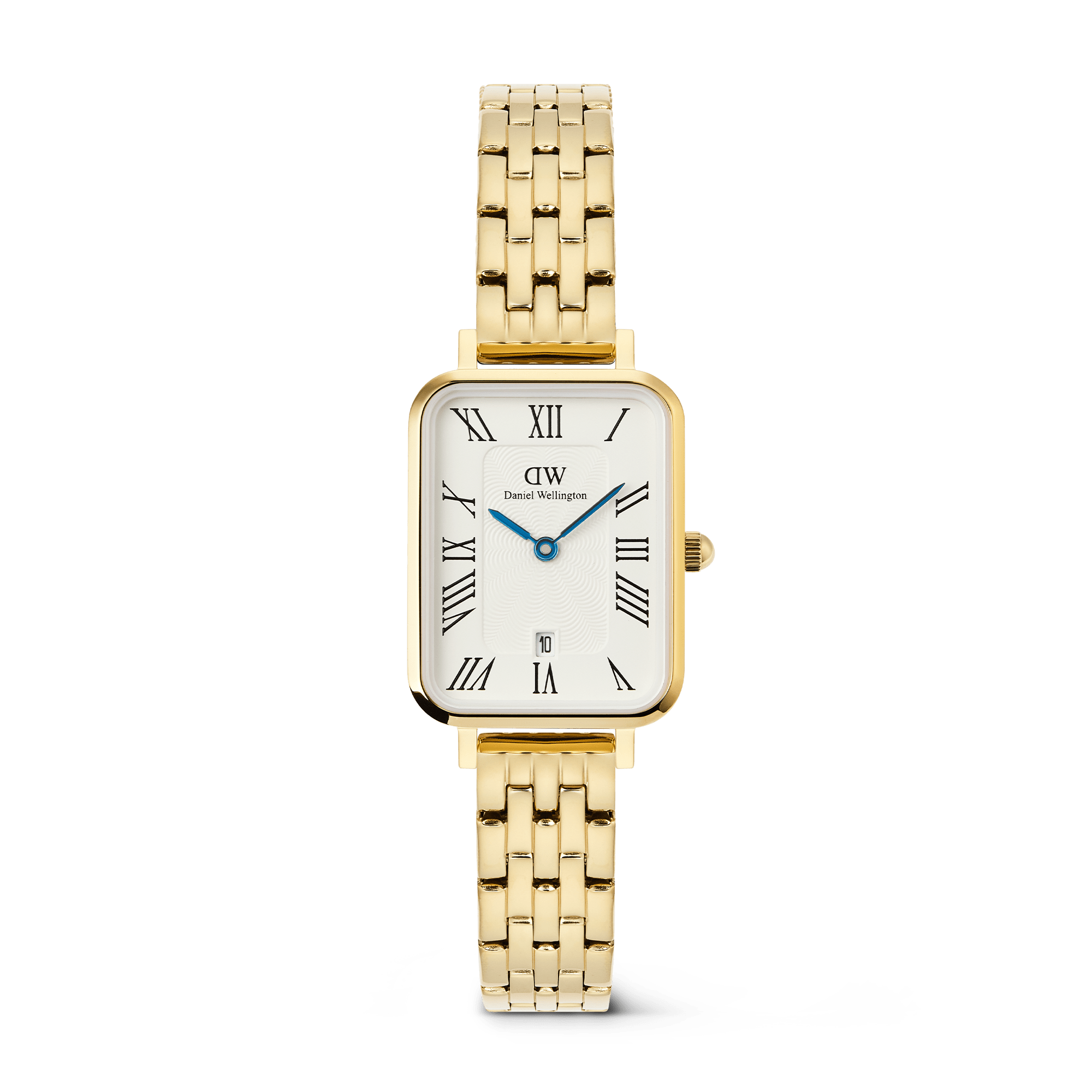 Daniel Wellington Quadro  Roman Numerals Date 5-link Gold