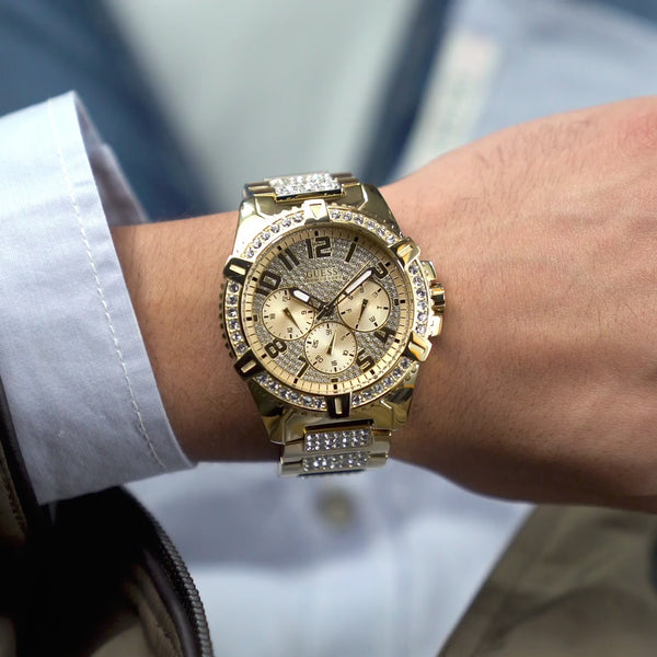 Guess Frontier Gold Dial Gold Tone Multi-function Watch W0799G2