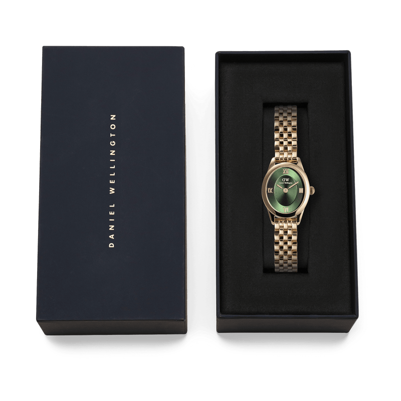 Daniel Wellington Ophelia Mini Beans Link Emerald Gold Dial Watch DW00100804