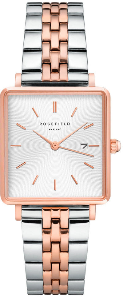 Rosefield The Boxy White Dial Stainless Steel Watch QVSRD-Q014