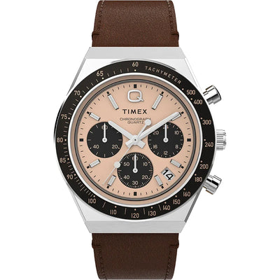 Timex Q Chronograph Brown Leather Watch TW2W51800