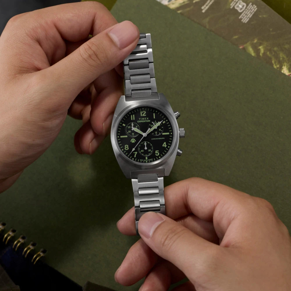 Timex Expedition Field Black Dial with Stainless Steel Band Men's TW2Y61200