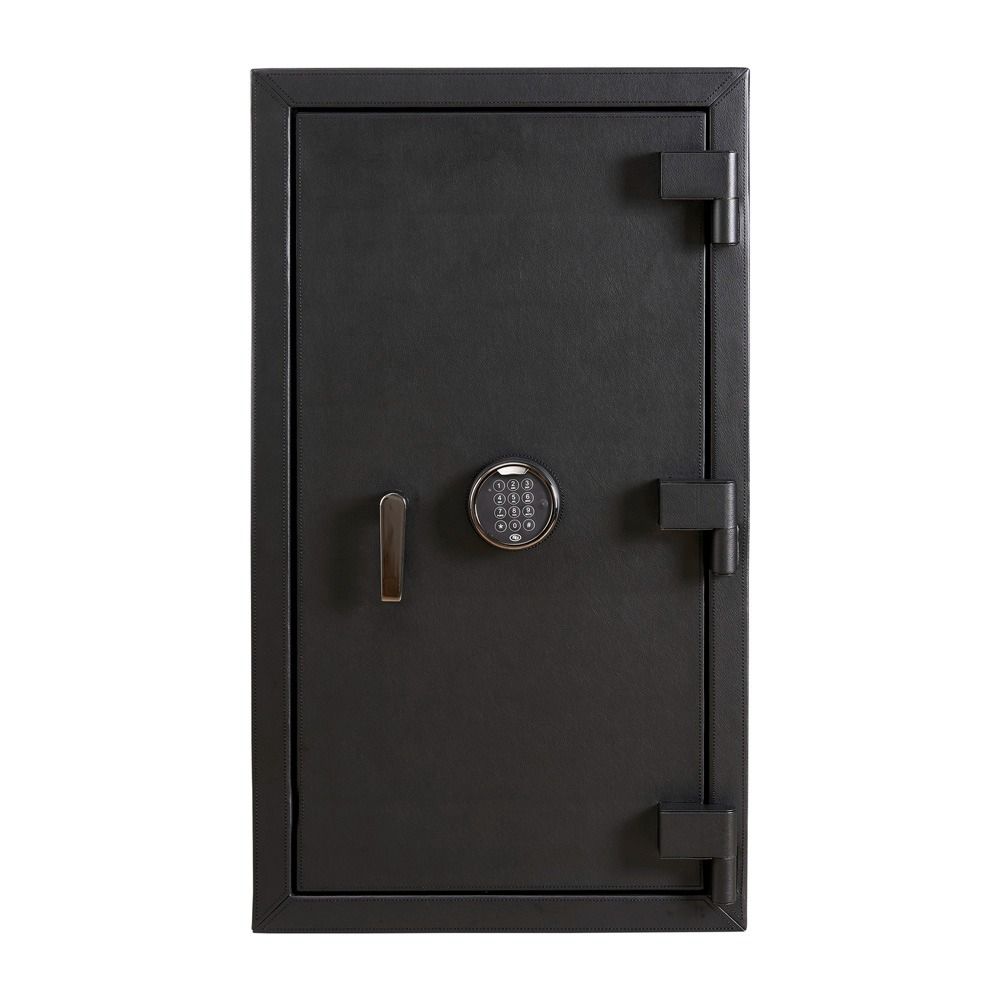 WOLF Athos 20 Piece Watch Winder Safe in Black, front view with the door closed
