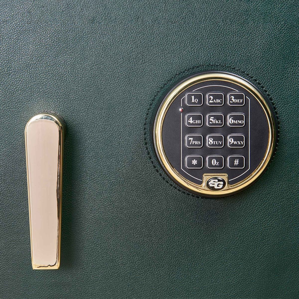 WOLF Athos 4 Piece Watch Winder Safe in Green, door handle and digital keypad