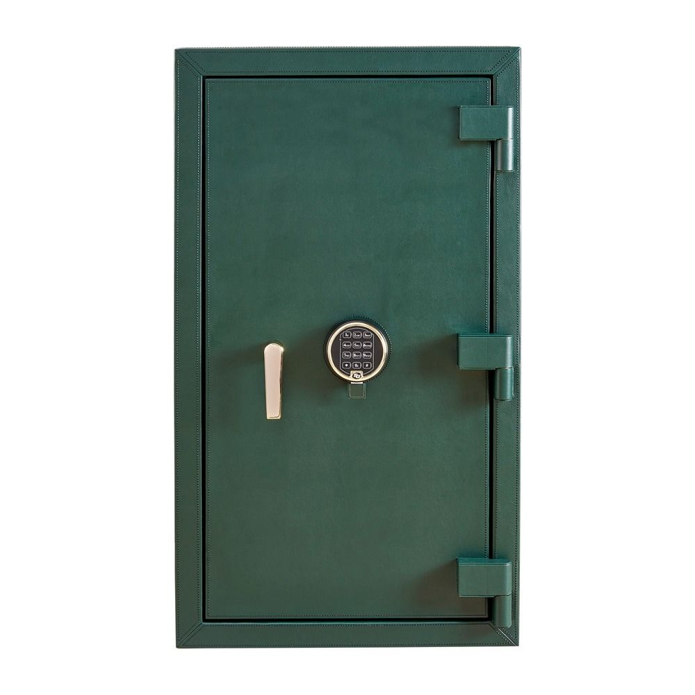 WOLF Athos 8 Piece Watch Winder Safe in Green, front view with the door closed