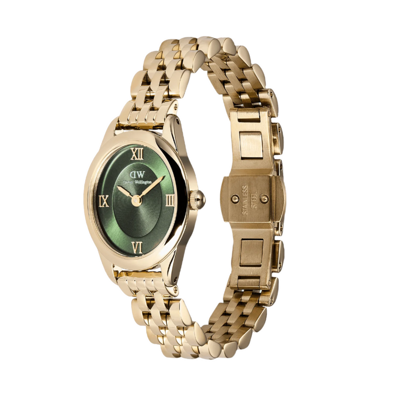 Daniel Wellington Ophelia Mini Beans Link Emerald Gold Dial Watch DW00100804