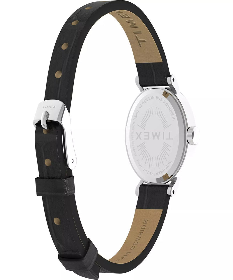Timex Cavatina Silver Case with Black Leather Band Women's Watch TW2W78400