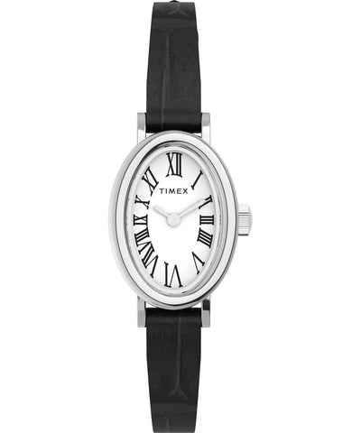 Timex Cavatina Silver Case with Black Leather Band Women's Watch TW2W78400