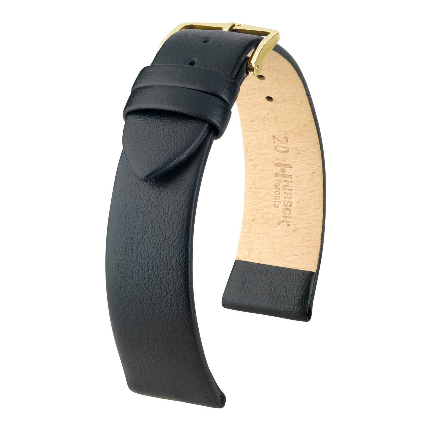 Hirsch Toronto Black Fine-Grained Leather Watch Band Open Ended