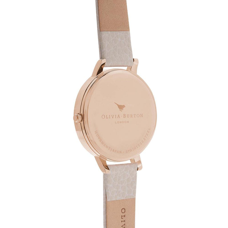 Olivia Burton Big Dial Rose Gold Case White Watch - Grey