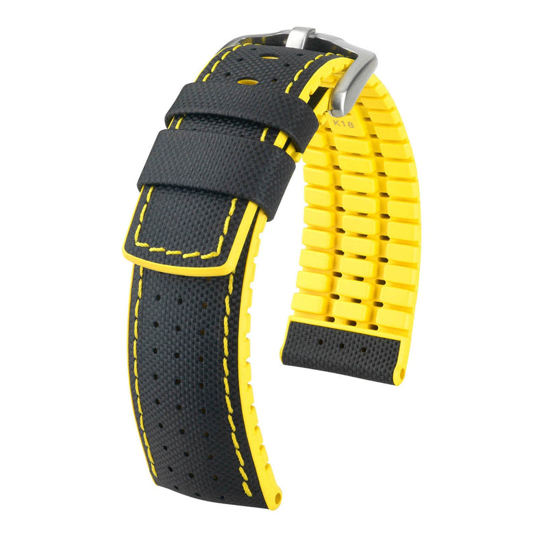 Hirsch Robby Black Sailcloth Effect Performance Watch Band