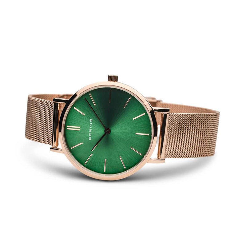 Bering Rose Gold Polished Green Watch